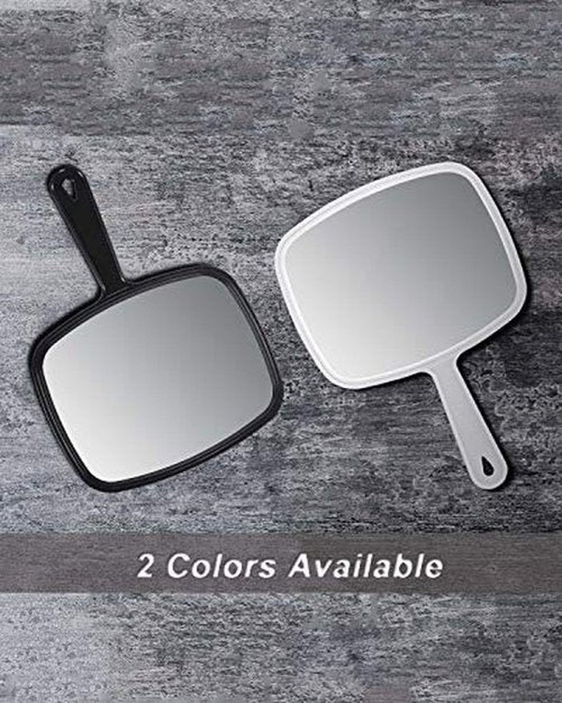 PROTECLE Hand Mirror, Handheld Makeup Mirror with Handle for Barber Hairdressing (Square Black L)