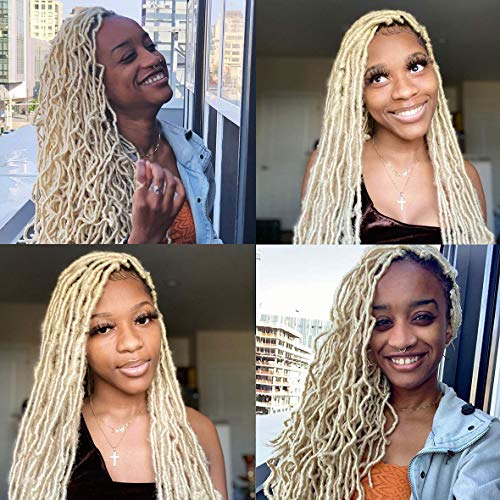 ZRQ 30 Inch New Faux Locs Crochet Hair,6 Packs Pre-looped Extended Distressed Soft Locs For Black Women, Synthetic Goddess Locs Hair Afro Roots Crochet Locs 1B#