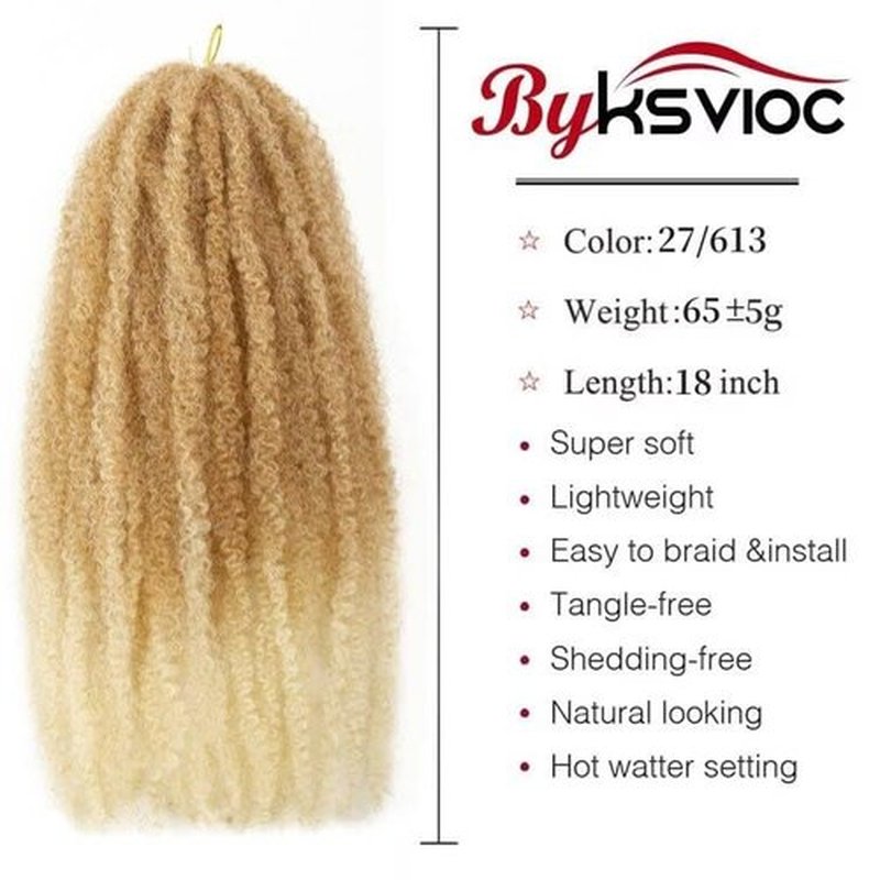 Marley Hair 18 Inch Marley Twist Hair Afro Twist Marley Braiding Hair for Faux Locs Crochet Hair Synthetic Hair Extensions(27/613, 18inch)