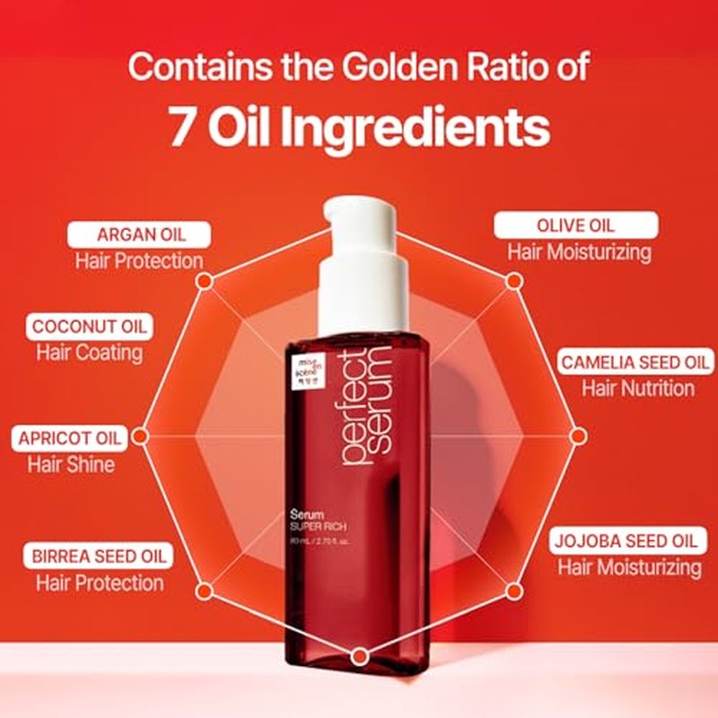 Mise En Scene Perfect Super Rich Serum with Argan Oils - Hair Essence for High Nutrition Intensive Care, Korean Hair Oil, 2.70 fl. Oz