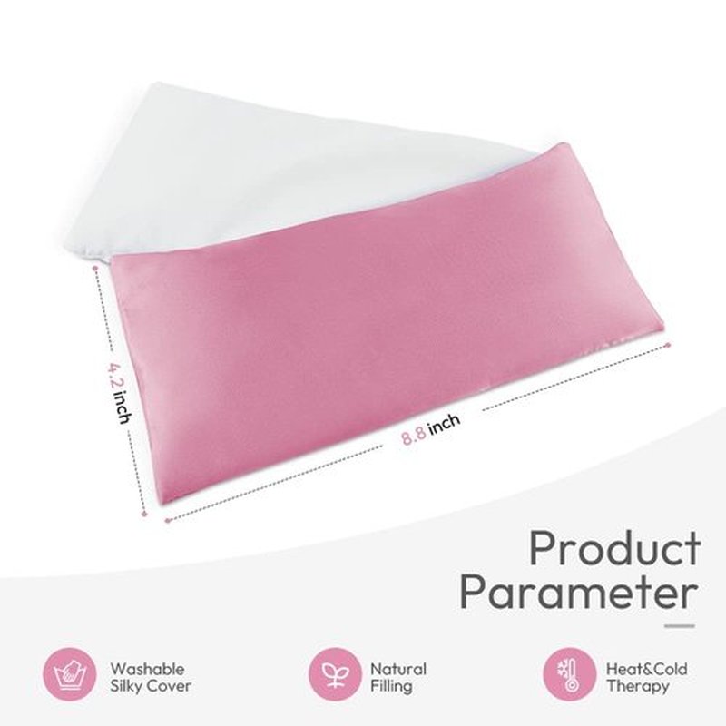 Lavender Eye Pillows for Relaxation, Yoga Eye Pillow for Meditation, Microwavable Weighted Eye Pillow for Yoga, Moist Heat & Cold Eye Compress with Aromatherapy (Pink) - 2 Pack