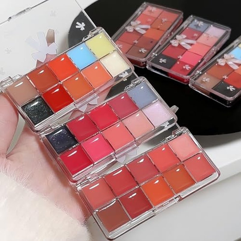 Jelly Lip Gloss Palette, 10 Color Lip Palette, High-Pigmented Lipstick Set, Long-Lasting Lip Gloss, Vibrant Lip Shades For Women Girls (Cool Palette, 1)