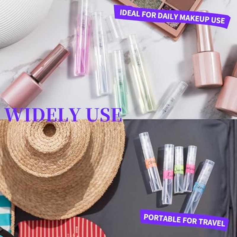 Fandamei Mini Spray Bottle, 60PCS 2ml Mini Clear Plastic Spray Bottle Empty, Fine Mist Refillable Mini Perfume Bottle. Small Empty Sample Containers Bottle. 2ml, 60 Pack, Clear
