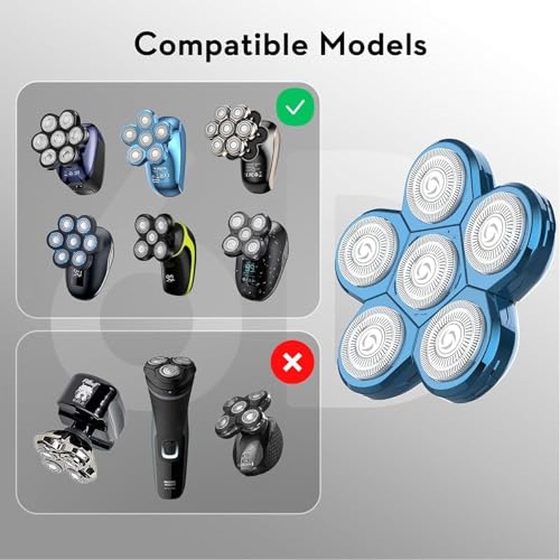 Head Shaver Replacement Heads, Kibiy 6 Blades Replacement Head, Bald Shaver Replacement Head, Replacement Shaver Head, Shaver Heads Replacement (#1)