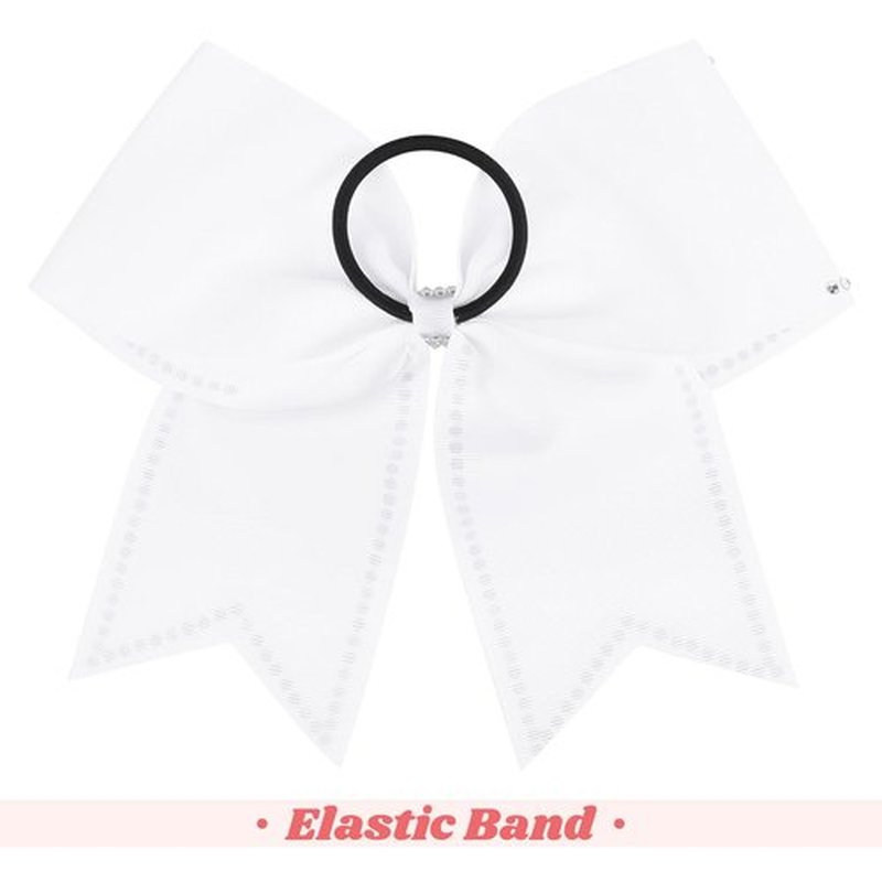 DEEKA 10 PCS 8" Rhinestones Large Cheer Hair Bows Glitter Cheer Ponytail Holder Handmade for Teen Girls Softball Cheerleader Sports -White