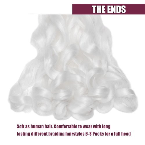 4 Packs French Curly Braiding Hair 24 Inch Loose Wave Spiral Curly Crochet Hair for Black Women Pre Stretched Braiding Hair with Curly Ends, white#
