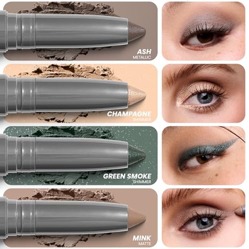 Wonderskin IYKYK Eyeshadow Stick - Longwear Eye Shadow Sticks, Budge-Proof and Waterproof Shimmer Eyeshadow Stick with Built-in Sharpener (Ash)