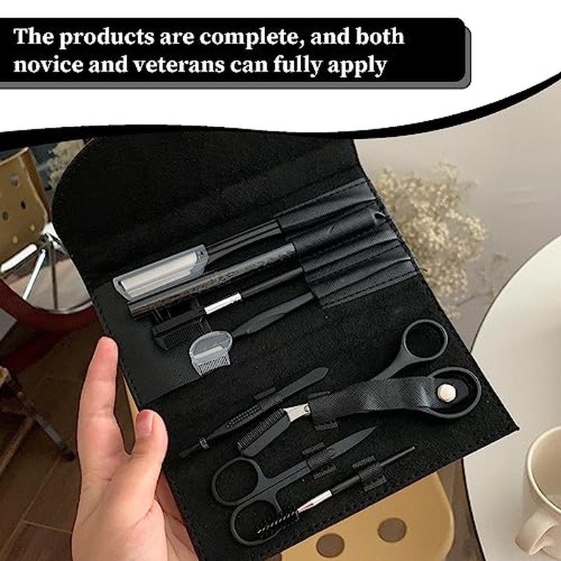 8PCS/SET Professional Eyebrow Shaping Grooming Kit - Beauty Tools Set with Leather Bag Eyebrow Grooming Kit for Women & Men, Eyebrow Trimming Kit With Razor Eyebrow Scissors and Brush with Comb