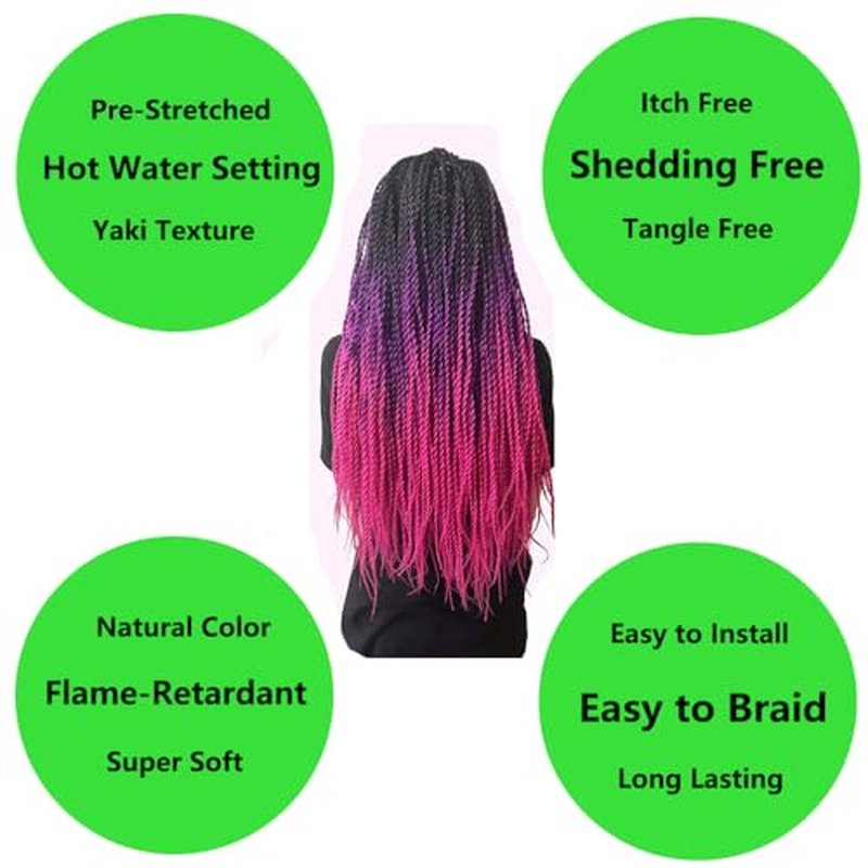 BALINGHAIR Pre Stretched Braiding Hair 28 Inch Braids Hair Grey Ombre Hot Water Setting (C19-3Packs)