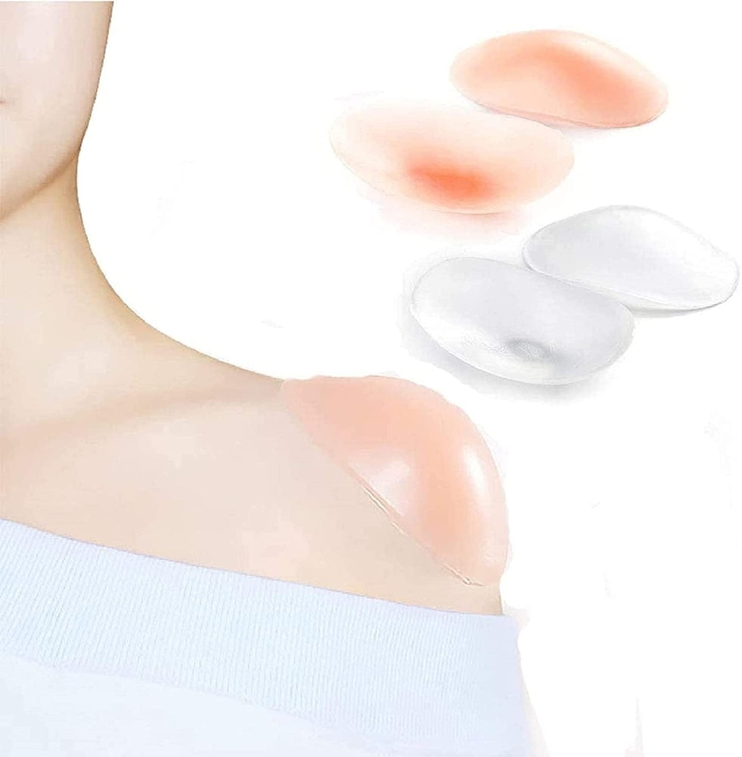 LUNNTE Silicone Shoulder Pads for Womens Clothing, Anti-Slip Shoulder Push-Up Pads Invisible Breathable Enhancer Reusable (2 Pairs (Transparent & Skin)