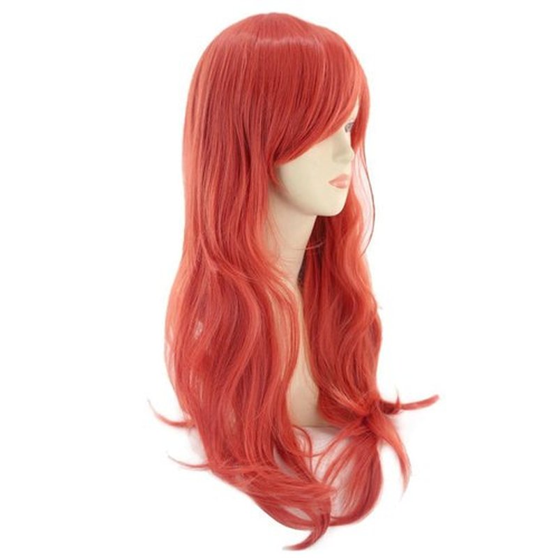 BERON Orange Womens Wig Long Curly Hair Wig for Girls Dark Orange Heat Resistant Synthetic Wigs for Cosplay Constume Party Wig