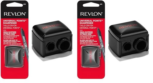 Revlon Makeup Sharpener for Eyeliner, Lip Liner, and More! Universal Sharpener for All Wooden & Plastic Pencil Sizes (Pack of 2)