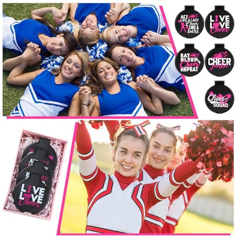Wenqik 50 Pcs Cheerleader Mirror Gifts Cheerleading Compact Mirror Bulk Folding Pocket Mirror Cheer Party Favors for Team(Black Pink Cheer)