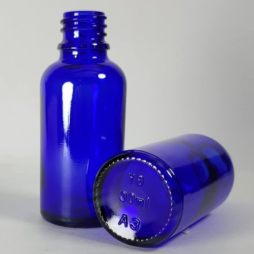 PIPIBA 12Pack 1oz (30ml) Round Drip Tip Glass Eye Droppers. Essential Oil Glass Bottle. For Lab Bottles (Blue)
