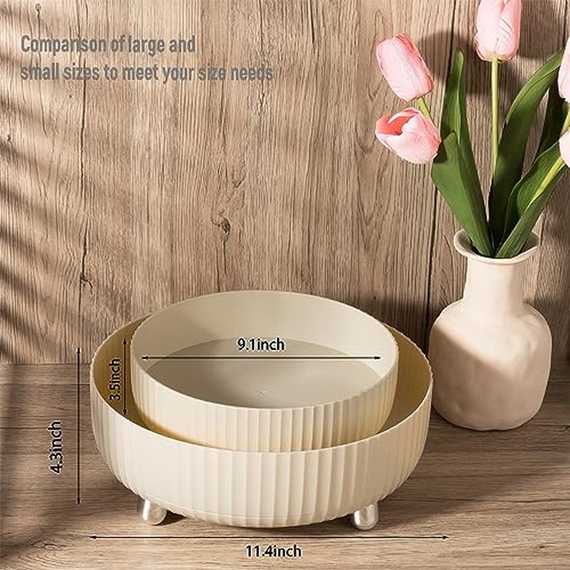 Anyoifax Makeup Perfume Organizer Tray 360 Degree Rotating Lazy Susan Skincare Lotion Organizer Spinning Cosmetics Storage for Dresser, Vanity, Bathroom Countertop, Small Beige