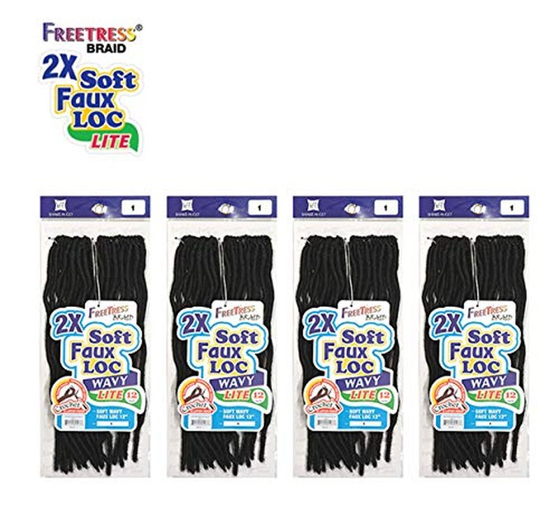 FreeTress Synthetic Hair Crochet Braids 2X Soft Wavy Faux Loc 12" (4-Pack, 27)