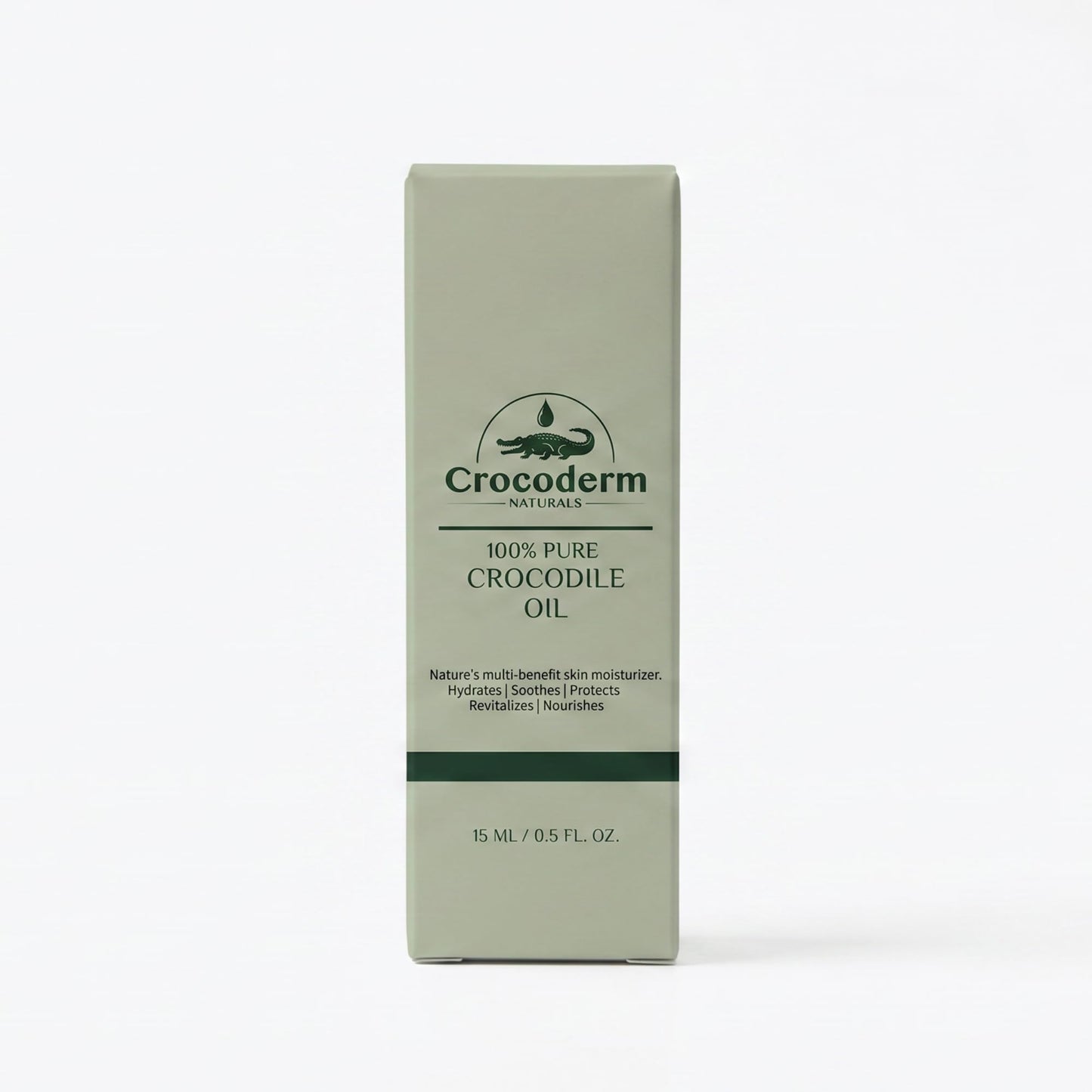 Crocoderm Pure Crocodile Oil – Fast Absorbing Skin Moisturizer for Face & Body – 100% Single Ingredient – Lightweight, Non-Greasy Hydration (15mL)