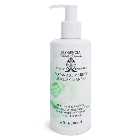 Florencia Botanical Marine Gentle Cleanser - Non-Foaming, Soap-Free, Hydrating Oil-Free Face Wash for Dry to Normal Skin - With Marine Algae & Organic Botanicals - Sensitive Skin, 6 oz