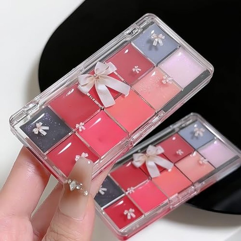 Jelly Lip Gloss Palette, 10 Color Lip Palette, High-Pigmented Lipstick Set, Long-Lasting Lip Gloss, Vibrant Lip Shades For Women Girls (Cool Palette, 1)