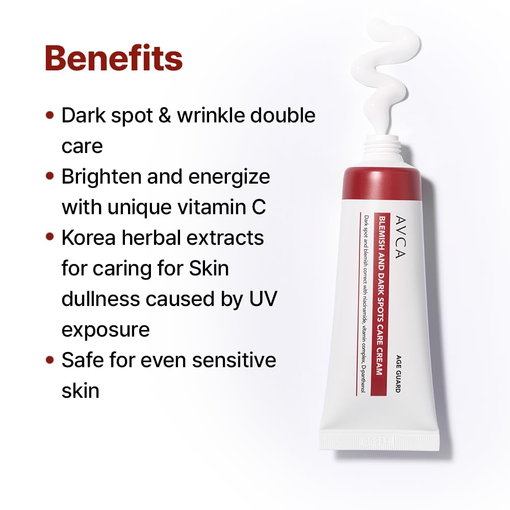 AVCA Age Guard Blemish & Dark Spot Care Cream - Korean Dark Spot Cream for Even Skin Tone and Skin Elasticity, Dark Spot Remover, Rapid Tone Repair (50ml/1.69fl.oz.)
