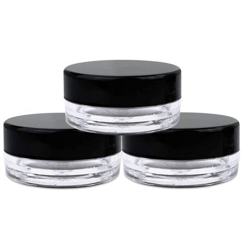 Beauticom 3g/3ml (0.1 Fl Oz) Round Clear Plastic Jars with Round Top Lids for Creams, Lotions, Make Up, Powders, Glitters, and more... (Quantity: 50 Pieces)