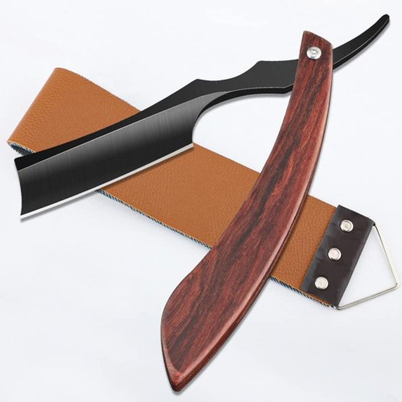 Straight Razor with Strope - Professional Straight Edge Barber Razor Premium Stainless Steel Shaver Razor with Shaving Strop for Men Home & Salon Grooming Using (NO.152)