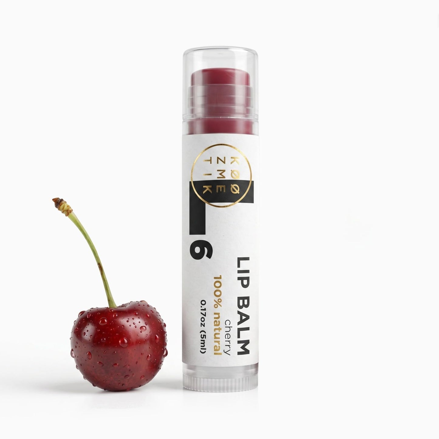 Cherry Lip Balm | Sheer Cherry Tint | Natural Lip Balm & Moisturizing Care with Shea Butter, Cocoa Butter, Beeswax & Almond Oil | Hydrating Lip Balm for Soft, Smooth & Healthy Lips | L6 KØØZMETIK
