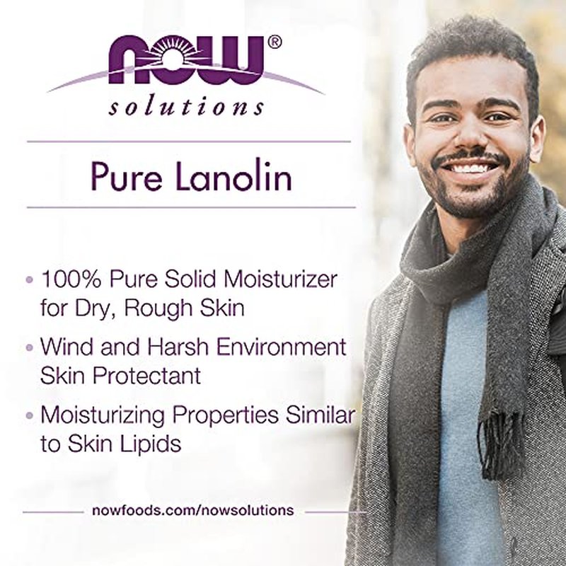 NOW Foods Solutions, Pure Lanolin, Wind and Harsh Environment Skin Protectant, Thick Jelly, For Rough Dry Skin, 7-Ounce