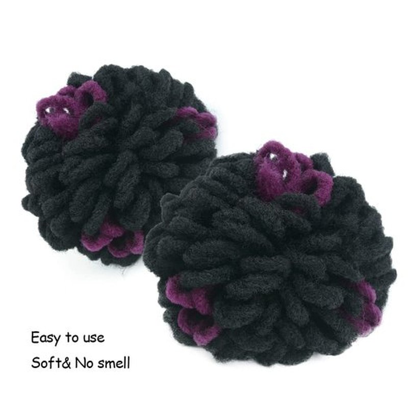 Yinmei Baibian 2Pcs Purple Locs Ponytail Dreadlocks Bun Drawstring Locs Ponytails Hair Curly Braided Petal Bun Chignon Faux Braids Buns Synthetic Hair Extensions for Black Women Girls(Black&Purple)