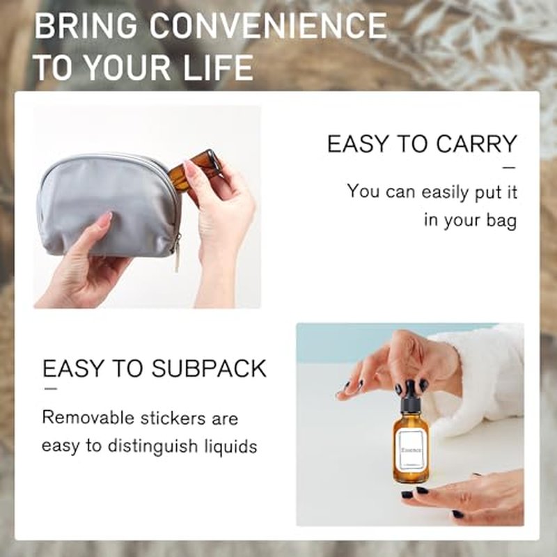 Bumobum Dropper Bottle 2 oz, 10 Pack Glass Eye Dropper Bottles with Labels and Funnel, Tincture Bottle with Measured Dropper - Leakproof Essential Oils Bottles
