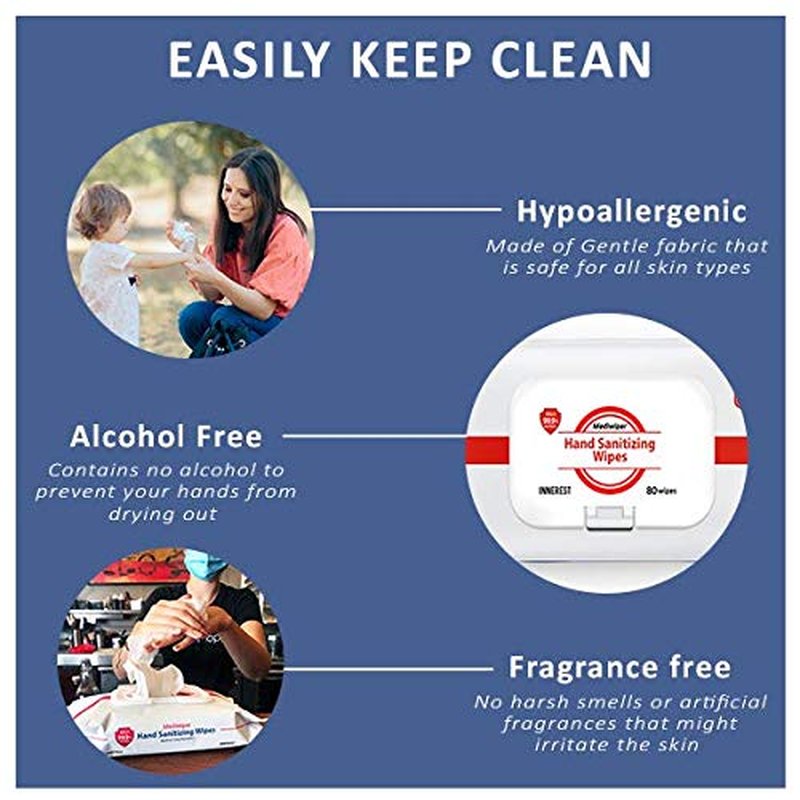 Refreshing Wet Wipes Travel Size Alcohol-Free Wipe Sanitizes/Cleans/Deodorizes Bulk Wipes (160 Wipes (80ct, 2pk))