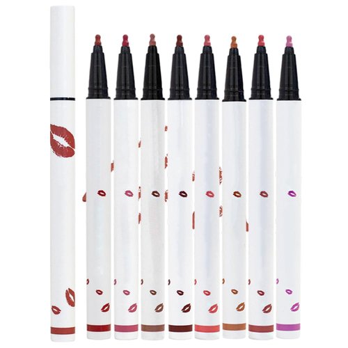 XieJY Longwear Liquid Lip Liner, 2025 New 2-in-1 Liquid Lipstick Pen Lip Liner Pencil Matte Lip Stain Marker, Waterproof Quick-Drying Long-Lasting Matte Liquid Lipstick (8 Pcs, M)