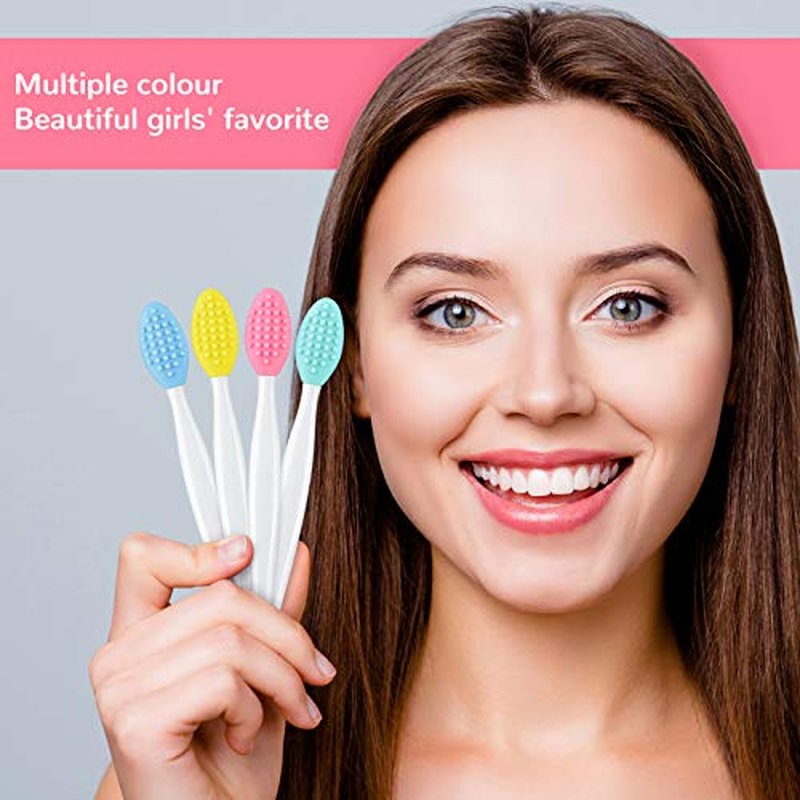 24 Pcs Silicone Exfoliating Lip Brush with Container, Double Sided Silicone Lip Scrubber Soft Cleaning Lip Brush Face Cleaning Applicator for Plump Smoother Lip Appearance (Mixed Colors)
