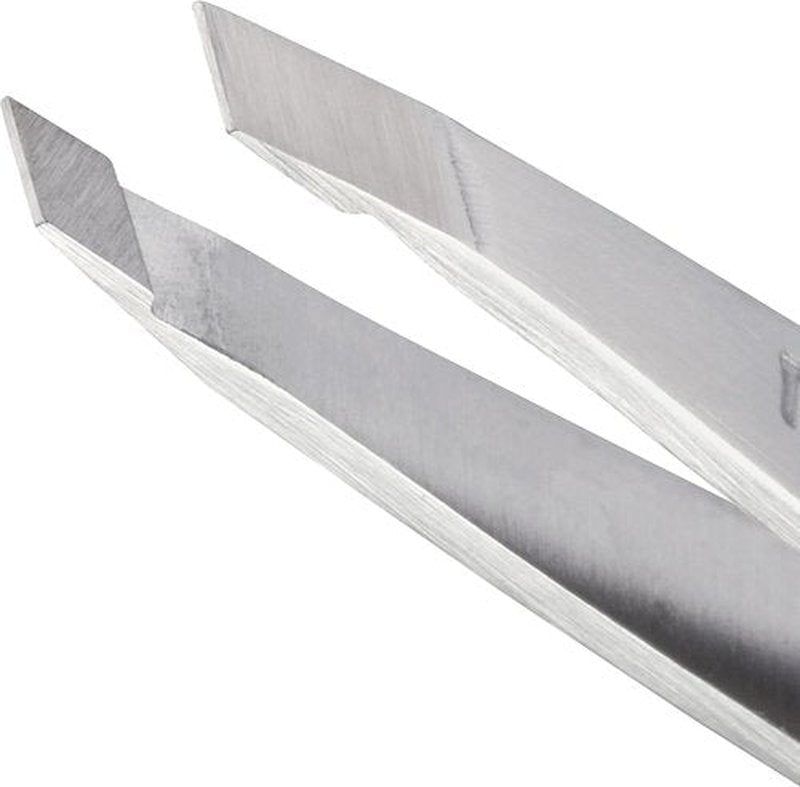 Tweezerman Mini Slant Tweezer - Tweezers for Eyebrows, Travel Tweezers for Eyebrows, Facial Hair, Ingrown Hair (Classic Stainless)