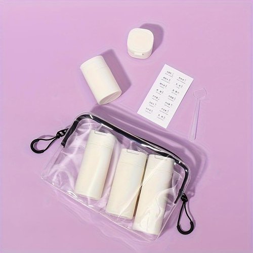 FANPOI 5pcs Travel Bottles Toiletry Containers Set, TSA Approved, Travel Essentials, Portable Travel Bottles with Clear Toiletry Bag