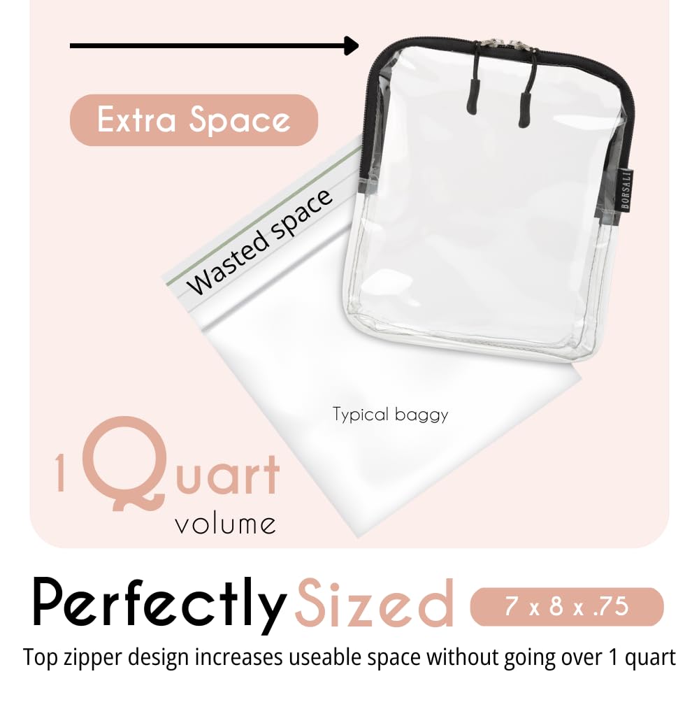 BORSALI TSA Approved Toiletry Bag, 5 Pack Colors