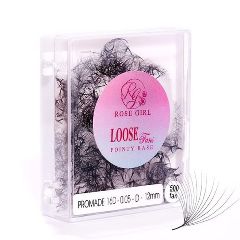 ROSE GIRL Loose Promade Fans - Natural Look Handmade Volume Eyelashes From 3D To 16D - C CC D DD Curl - False Lashes Extensions - Thickness 0.03~0.1 mm - 8~20 mm Length (16D-0.05-CC(9mm))