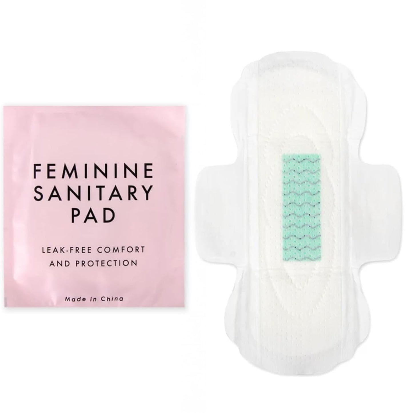 100 Bulk Pads with Wings Individually Wrapped for Women Homeless, Postpartum, Hospitals, Feminine Incontinence Menstruation Sanitary Pads for Women
