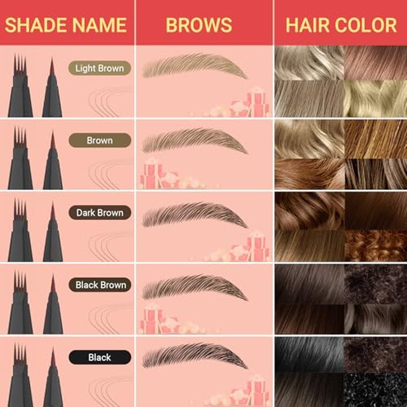 Microblading Eyebrow Pen - Eyebrow Pen 2-in-1 Dual-Ended Eyebrow Pencil with Micro-Fork Tip & Precise Brush-Tip Create Hair-Like Brows, Natural Brow Eyebrow Pen, Long Lasting, Light Brown