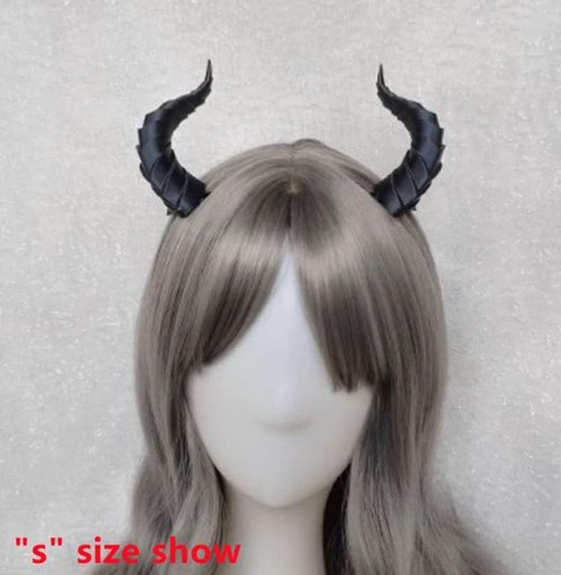 Dark Gothic Devil Horns Ghost Sheep Horn Hair clips Headwear Costume Halloween Cosplay Anime Hair Accessories Women Men (black, S)
