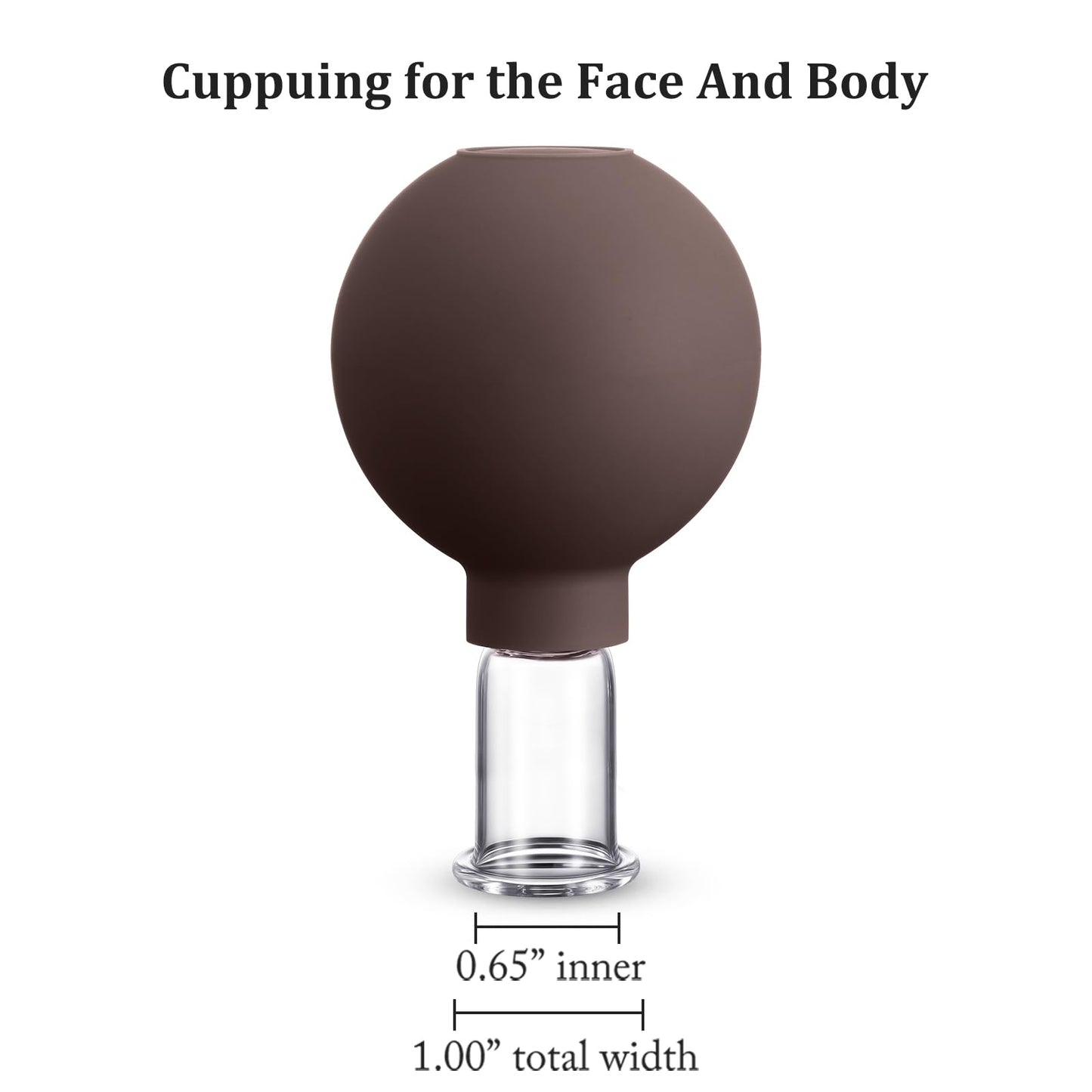 Nuanchu Facial Cupping Cup Glass Face Cup Silicone Cupping Massage Vacuum Suction Mug for Body Face Leg Arm Back Shoulder Muscle and Joint(Brown,0.65 Inch Diameter)