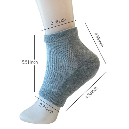 Moisturizing Gel Heel Socks to Repair Dry Cracked Heel - Soften, Soothe, and Revitalize Your Feet, for Men and Women (Gray, 2 Pairs)