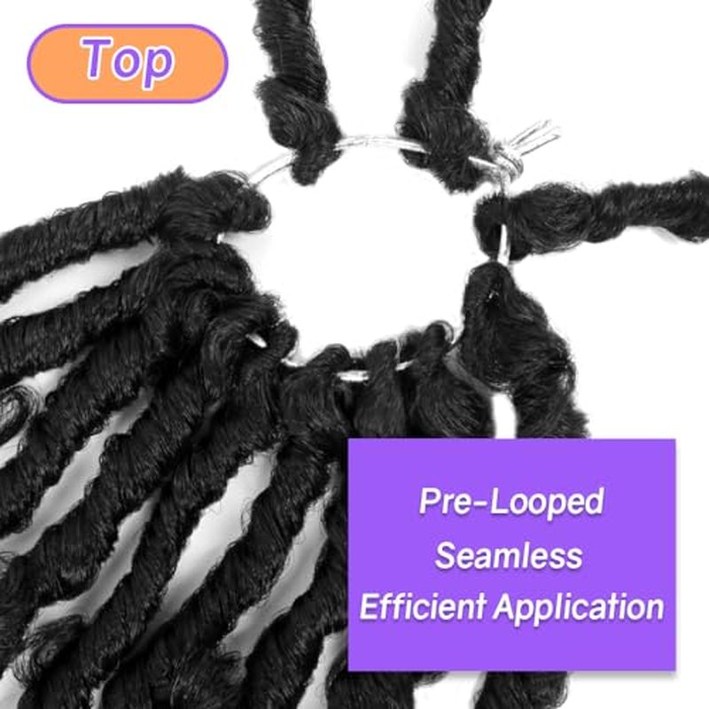Crochet Butterfly Locs with Curly Ends 14 Inch, Boho Distressed Butterfly Locs Crochet Hair, Black Bohemian Goddess Faux Butterfly Braids with Curly Ends (6 Packs, 1#)
