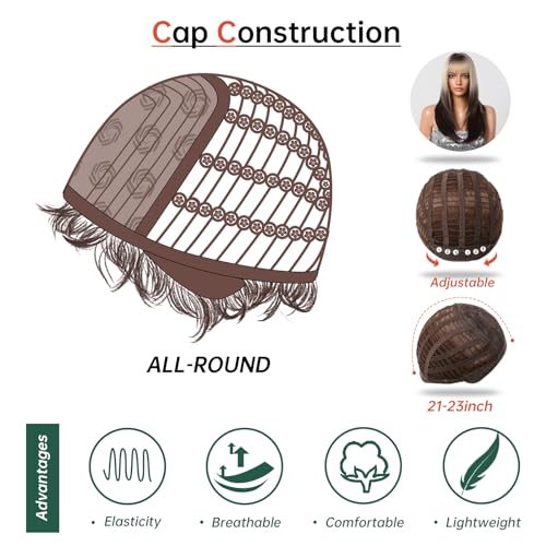 testar Ombre Blonde Black Wigs for Women Long Layered Straight Wigs With Bangs Heat Resistant Fiber Synthetic Wigs for Party/Halloween Use