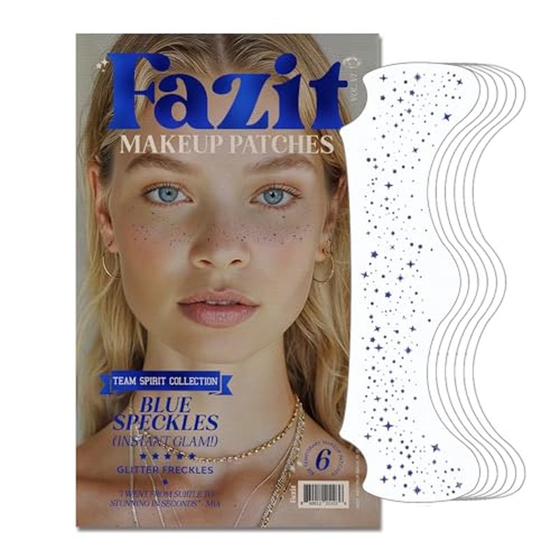 Fazit Makeup Patches - Face Makeup Patches - Beauty Face Makeup - Blue Speckles - Waterproof Blue Speckles - Temporary Face Blue Speckles For Women - 6 count
