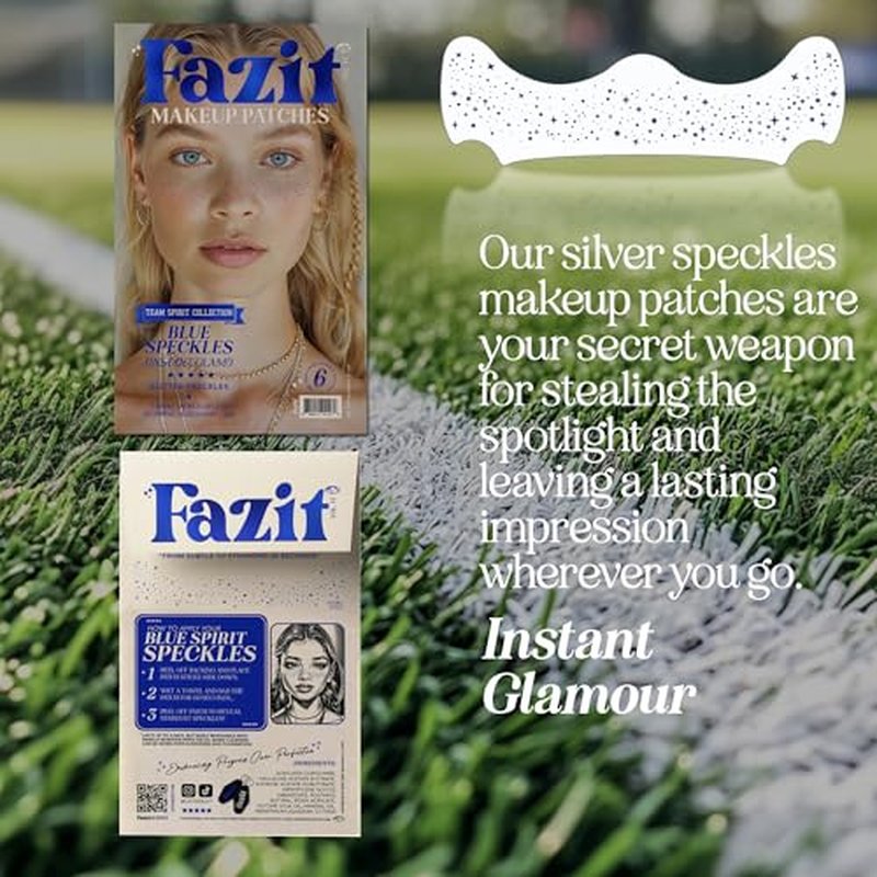 Fazit Makeup Patches - Face Makeup Patches - Beauty Face Makeup - Blue Speckles - Waterproof Blue Speckles - Temporary Face Blue Speckles For Women - 6 count
