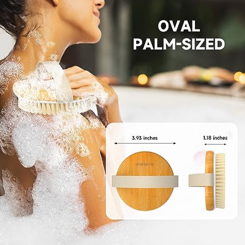 Metene Dry Body Brush for Radiant Skin, Exfoliates and Softens Skin, Improve Circulation, Body Scrubber with Soft and Stiff Bristles, Suitable for All Kinds of Skin