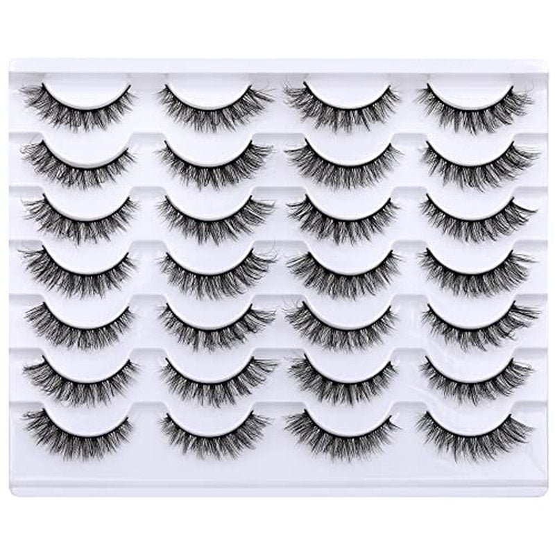 Newcally Lashes False Eyelashes Natural Fluffy Light Volume Faux Mink Lashes 14 Pairs Pack