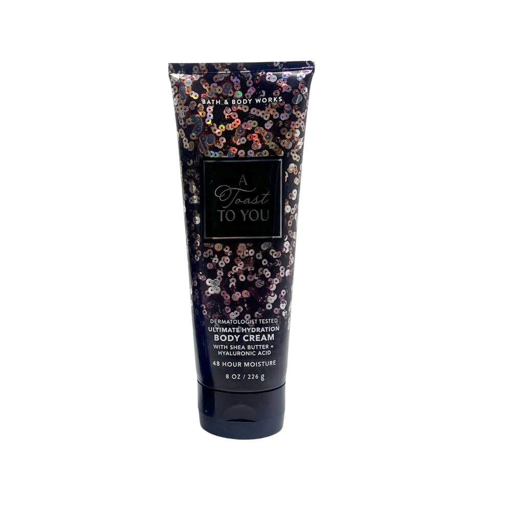 Bath & Body Works A TOAST TO YOU Fine Fragrance Mist, Ultimate Hydration Body Cream, and Body Wash 3pc Gift Set with 30-inch Silver Ribbon Bow for Gifts & Holidays – Full Size