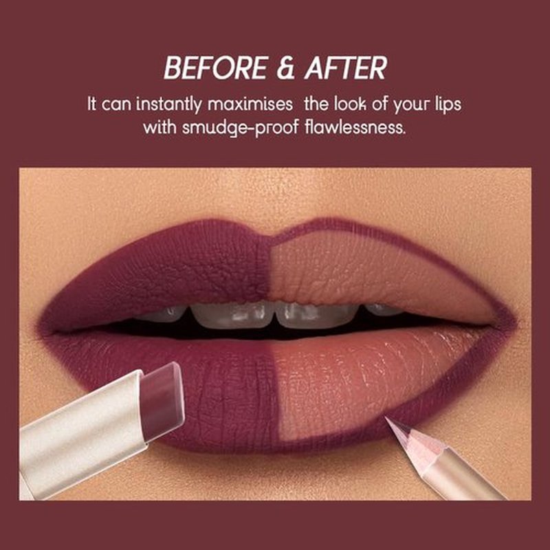 USHAS Lipstick and Lip Liner Combo Set 2 in 1 Waterproof Lipstick for Women Lip liner Set Long Lasting Lipstick, Matte Lipstick Pen with Lip Liner Set Makeup Kits (G4, Pack of 1)